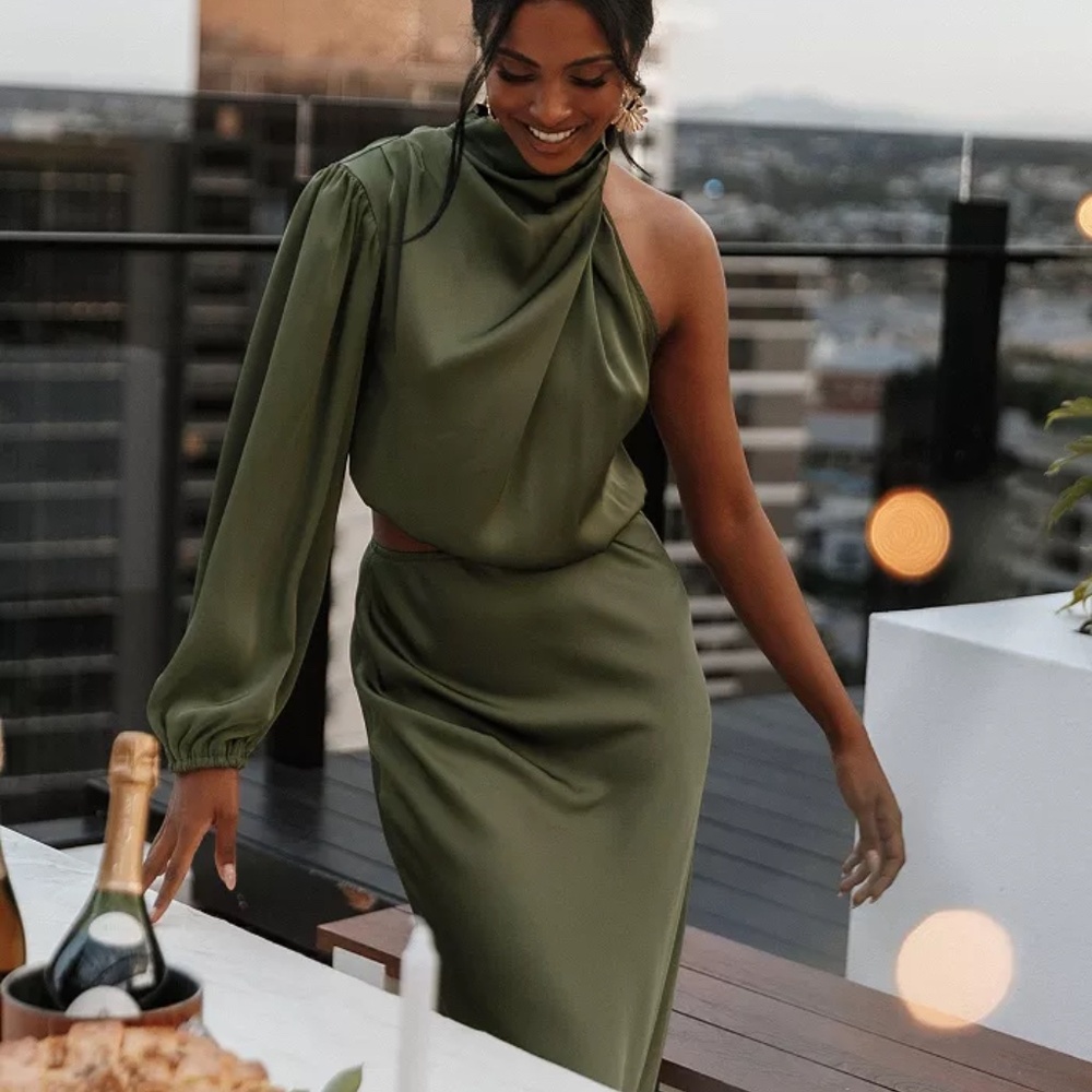 Petal & Pup Amelie One-Shoulder Midi Dress -- NWT!